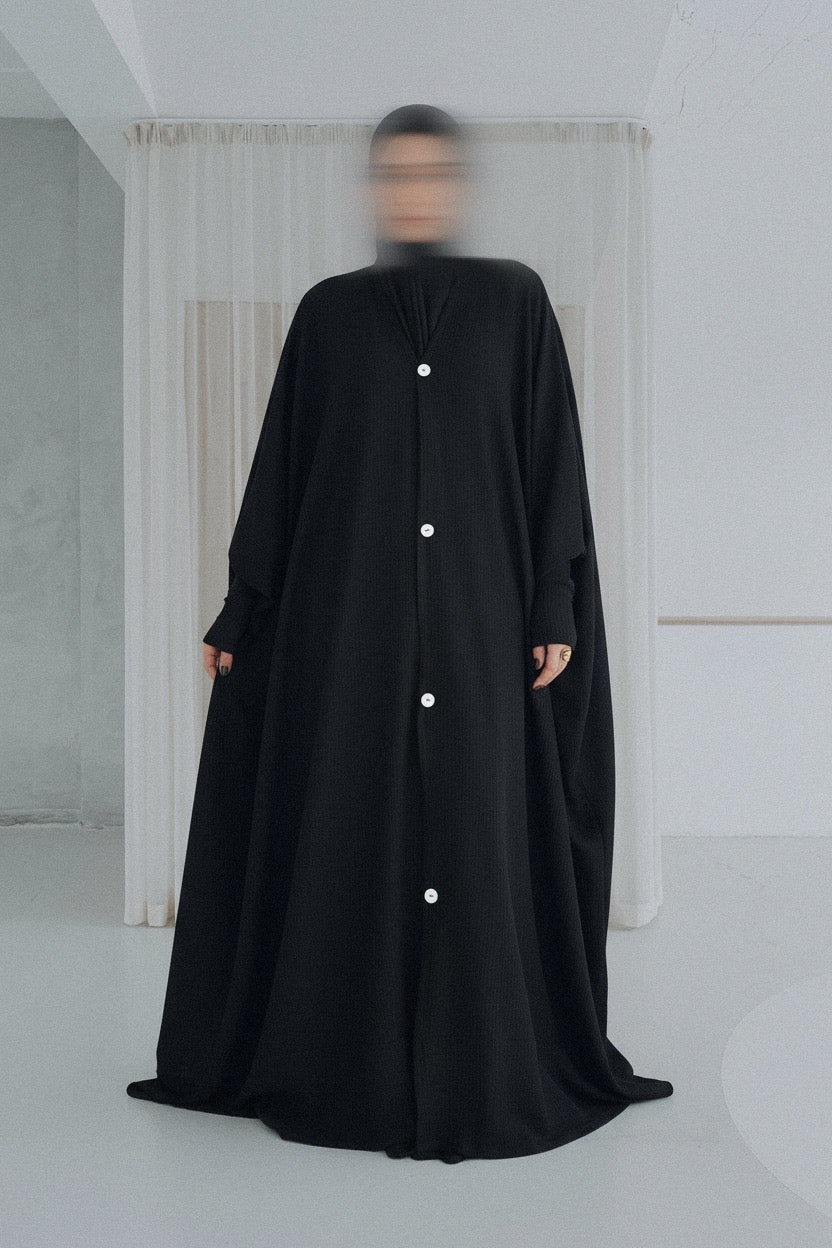 ROBE ABAYA SAOUDIENNE NOIRE — ÉDITION CÔTELÉ