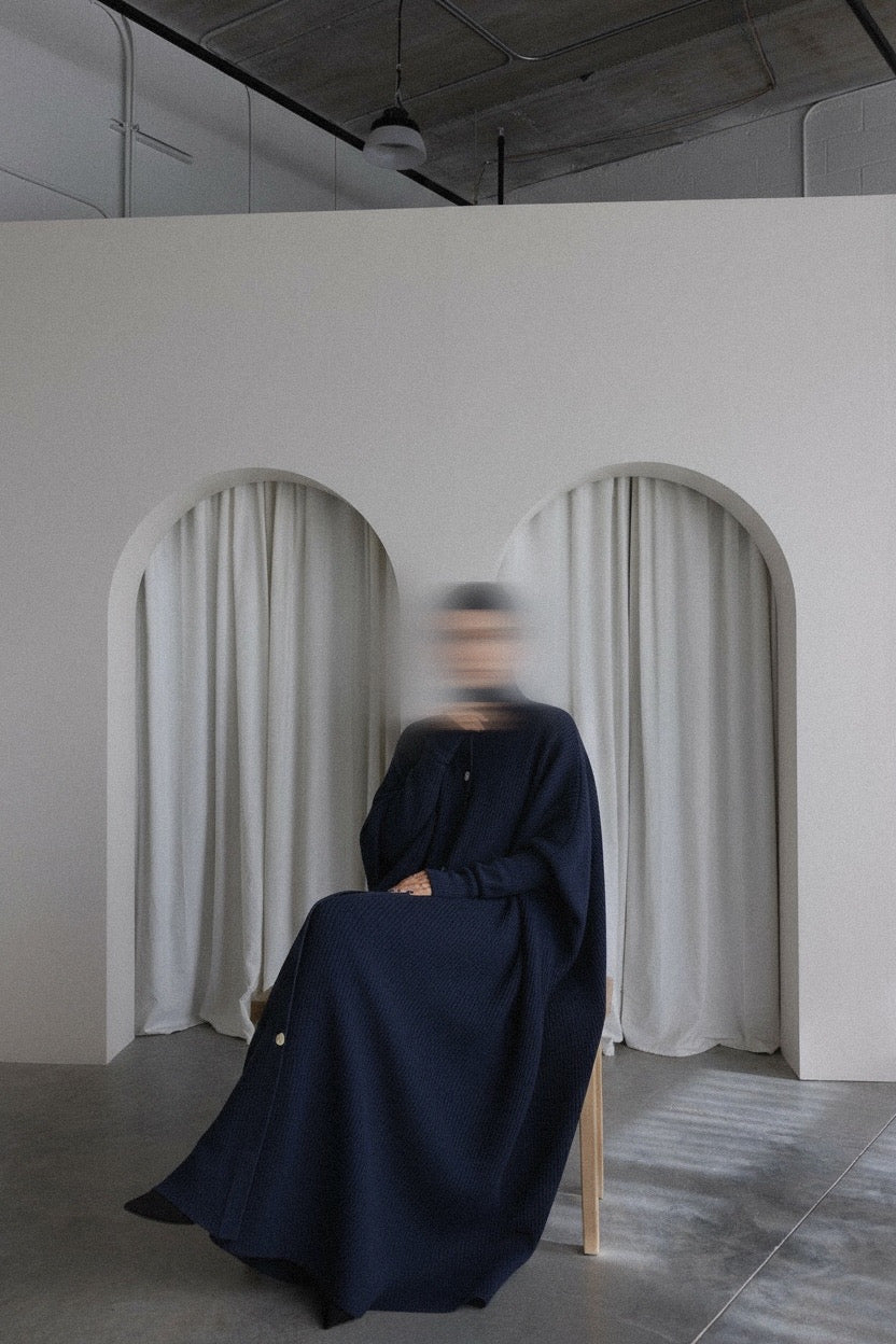 ROBE ABAYA SAOUDIENNE BLEU MARINE — ÉDITION CÔTELÉ