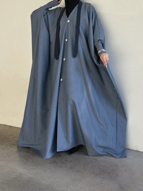 ABAYA CARDIGAN SAOUDIENNE DUSTY BLUE