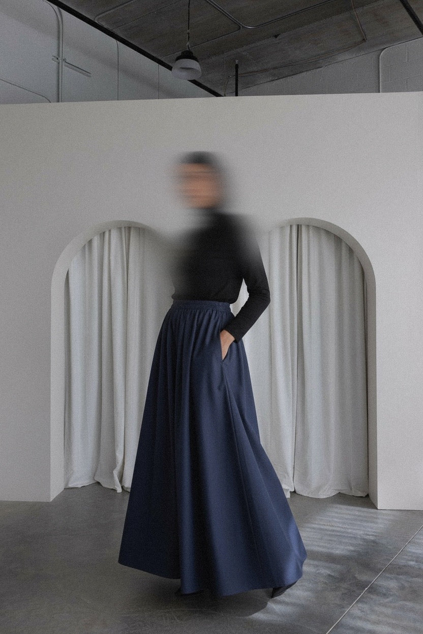 JUPE TRAPÈZE — DOUBLÉE PREMIUM BLEU MARINE