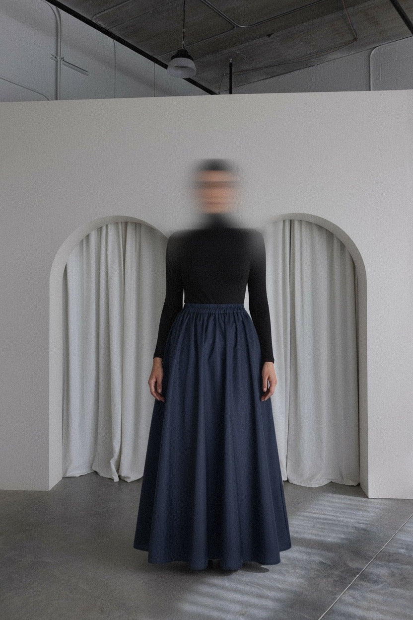 JUPE TRAPÈZE — DOUBLÉE PREMIUM BLEU MARINE