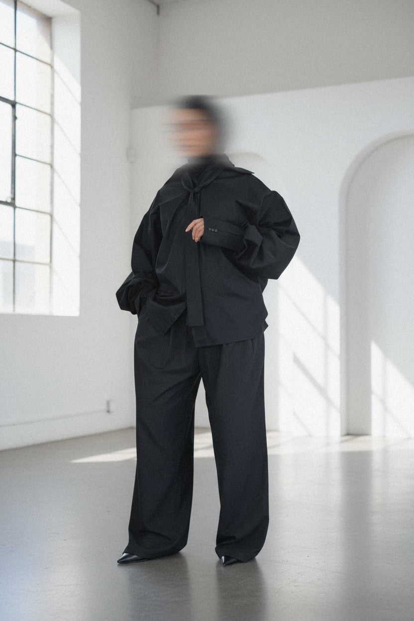 CHEMISE CRAVATE OVERSIZE NOIRE — ÉDITION WORKWEAR