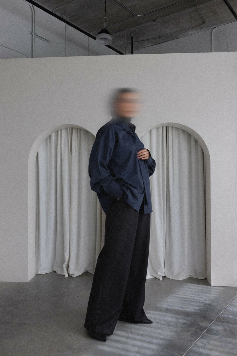 CHEMISE CRAVATE OVERSIZE BLEU MARINE — ÉDITION WORKWEAR