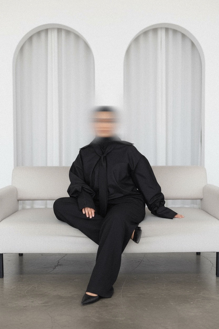 CHEMISE CRAVATE OVERSIZE NOIRE — ÉDITION WORKWEAR