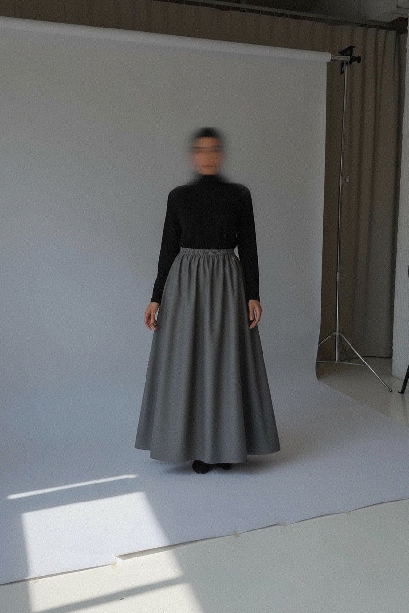 JUPE TRAPÈZE — DOUBLÉE PREMIUM ANTHRACITE