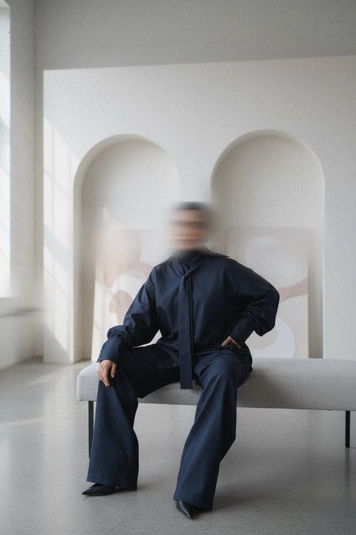 CHEMISE CRAVATE OVERSIZE BLEU MARINE — ÉDITION WORKWEAR