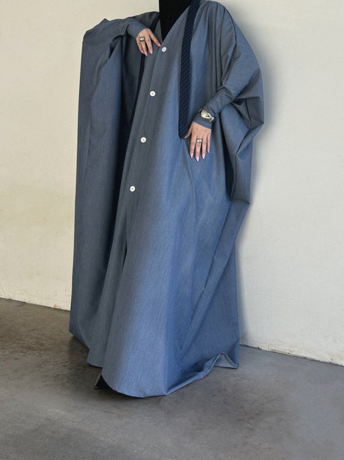 ABAYA CARDIGAN SAOUDIENNE DUSTY BLUE