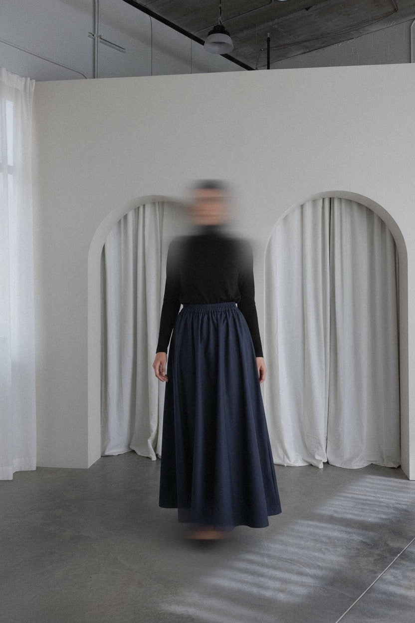 JUPE TRAPÈZE — DOUBLÉE PREMIUM BLEU MARINE