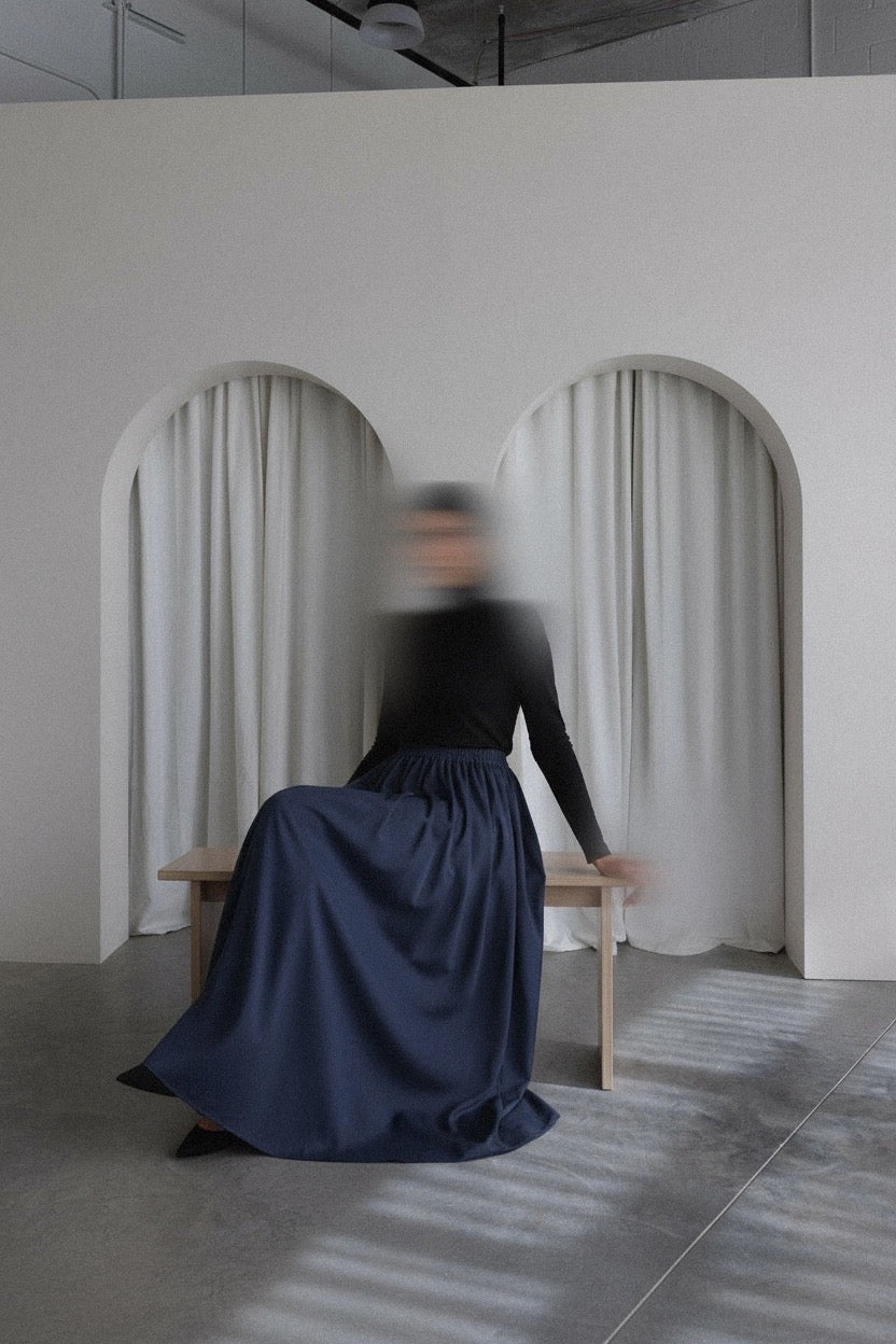 JUPE TRAPÈZE — DOUBLÉE PREMIUM BLEU MARINE