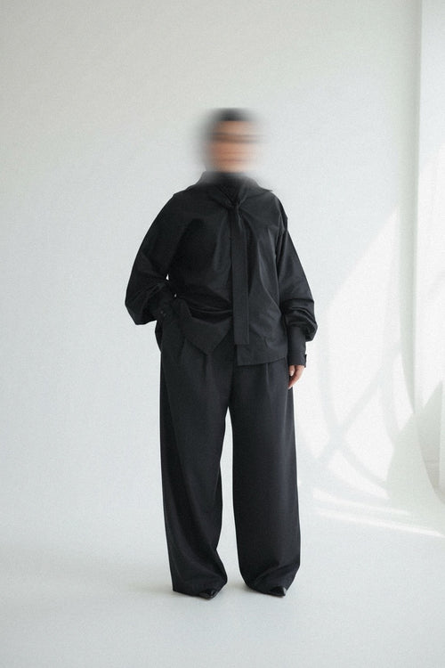 CHEMISE CRAVATE OVERSIZE NOIRE — ÉDITION WORKWEAR